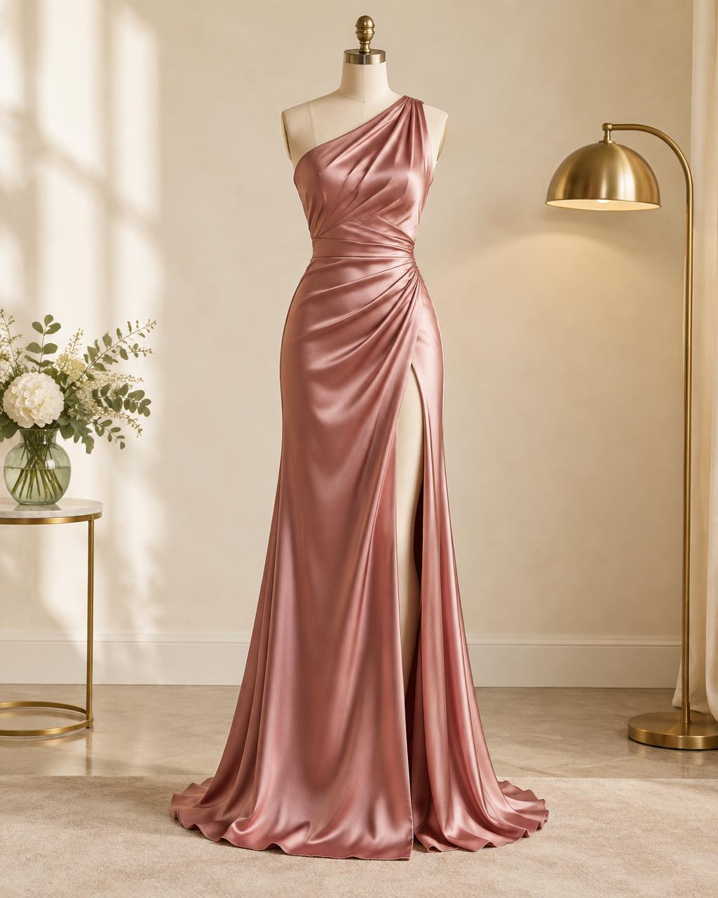 One-Shoulder Evening Gown